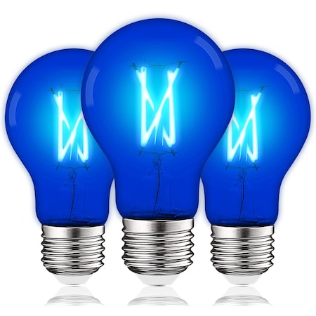 Luxrite A19 LED Edison Blue Light Bulbs 4.5W 60W Equivalent Clear Glass E26 Base, 3PK LR21723-3PK